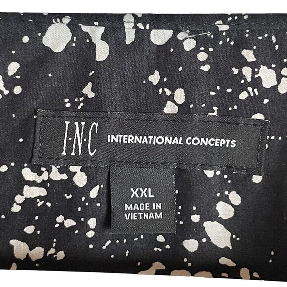 INC International Concepts Size XXL Black White Paint Splatter Pattern Button Up - Picture 3 of 6